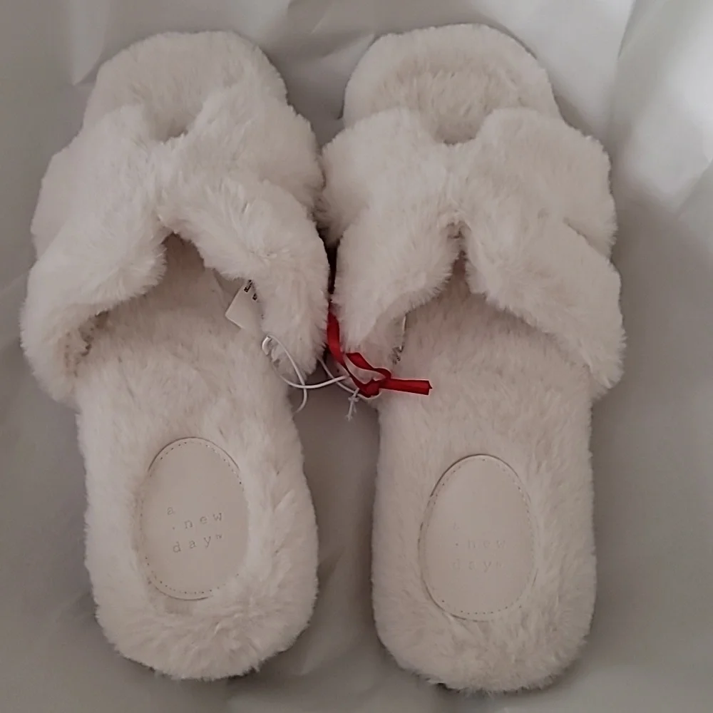Target Cream Fluffy Slippers - Picture 2 of 5